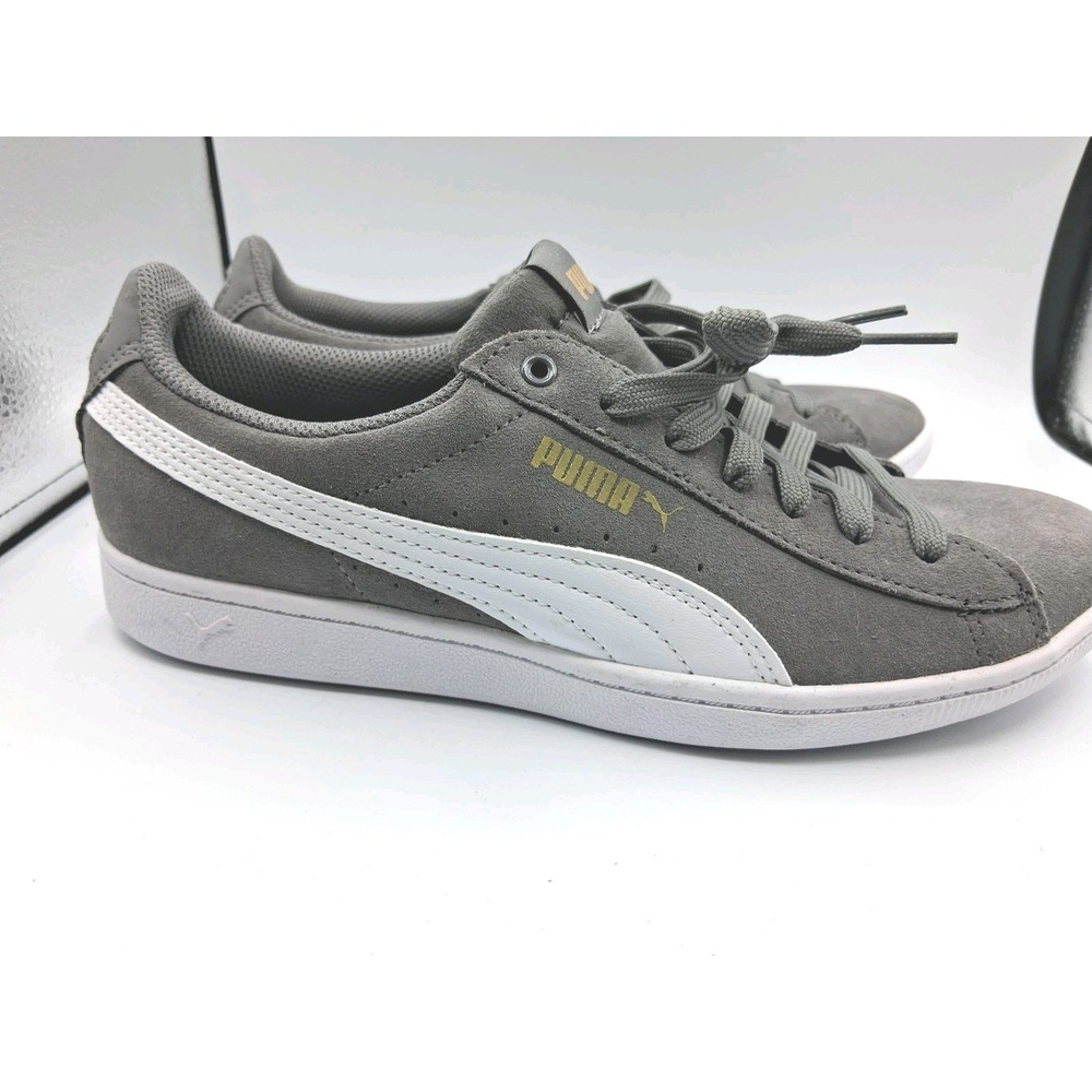 Puma Vikky Womens Sneakers Charcoal Grey Suede White Formstrip 8.5 370204-04